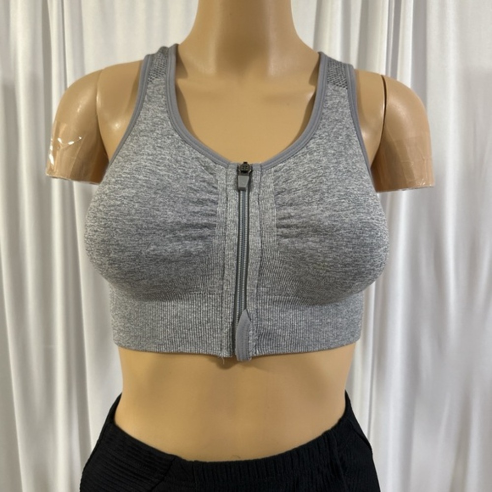 462. 90 Degrees by Reflex Small Grey With Built - In Shelf Sports Bra